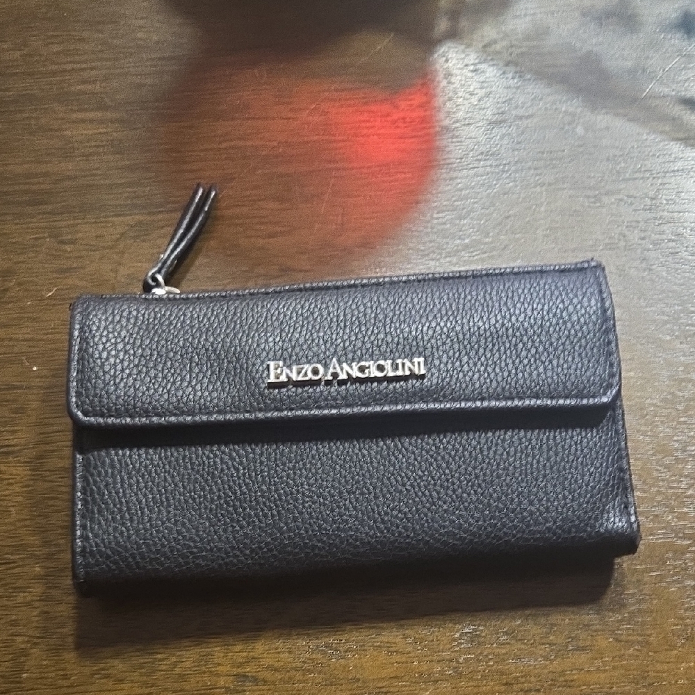 Enzo Angiolini Black Pebbled Leather Wallet